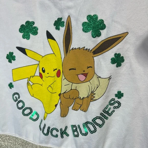 Pokemon Cream + Green Dress with Shamrocks and Eevee - Picture 4 of 7